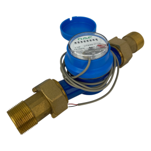 DAE AS-125mP 1-1/4” Water Meter with Pulse Output, Measured in Liters + NPT Couplings
