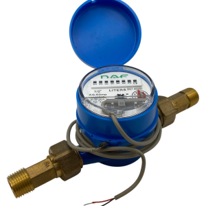 DAE AS-50mP 1/2” Water Meter with Pulse Output, Measuring in Liters + NPT Couplings